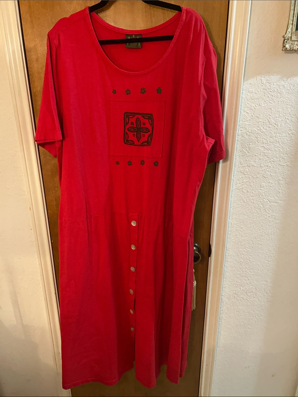 Women’s Red Button-Front Casual Cotton Dress. NWOT. 3X